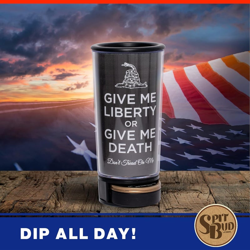 Spit Bud Liberty or Death #3 The Ultimate Spittoon for Chew - Portable Dip & Snuff Cup with Lid, Pop Tab, Spill-Proof Funnel, Can Cutter & Holder - Fit in Cup Holders - Holds 8oz - Made in USA - Image 3